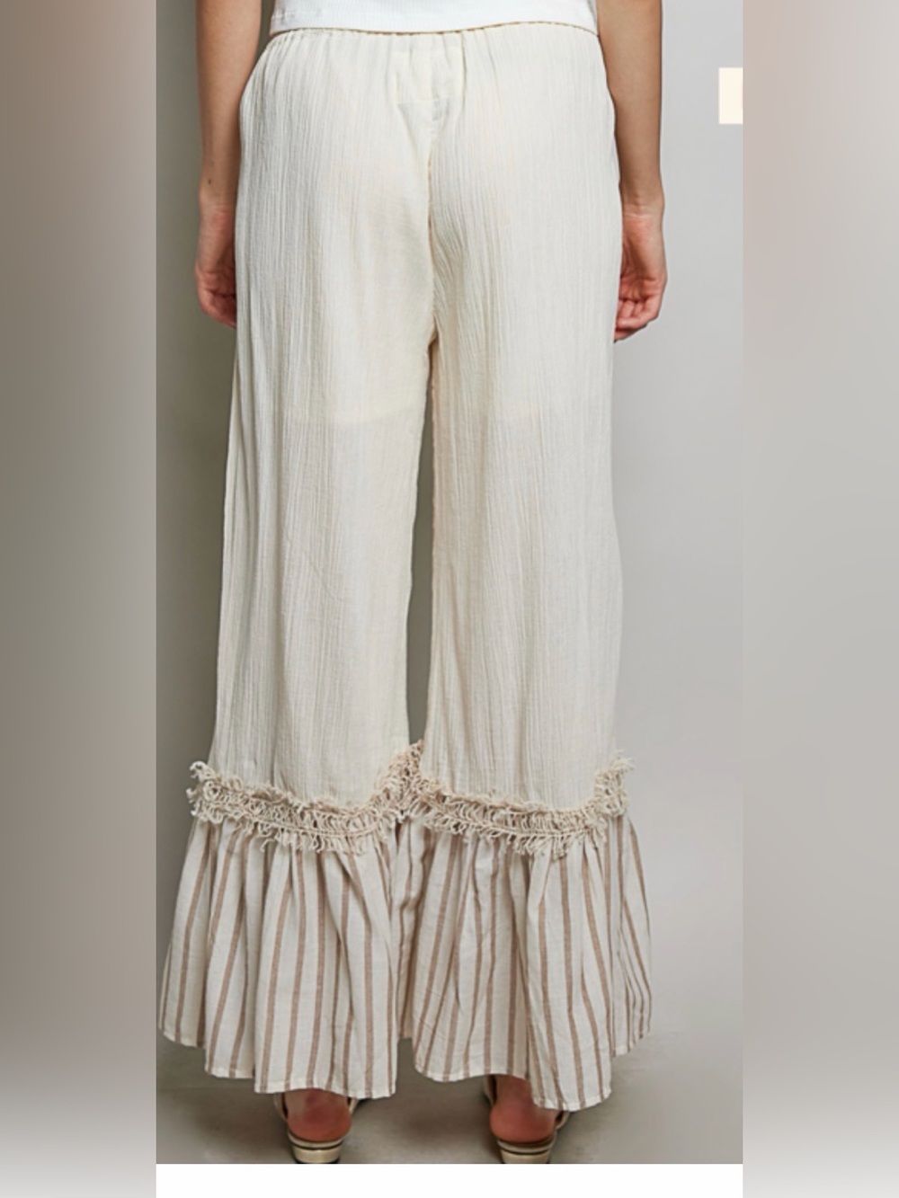 NWT POL Cream Boho Tiered Ruffle Pants - Picture 3 of 10